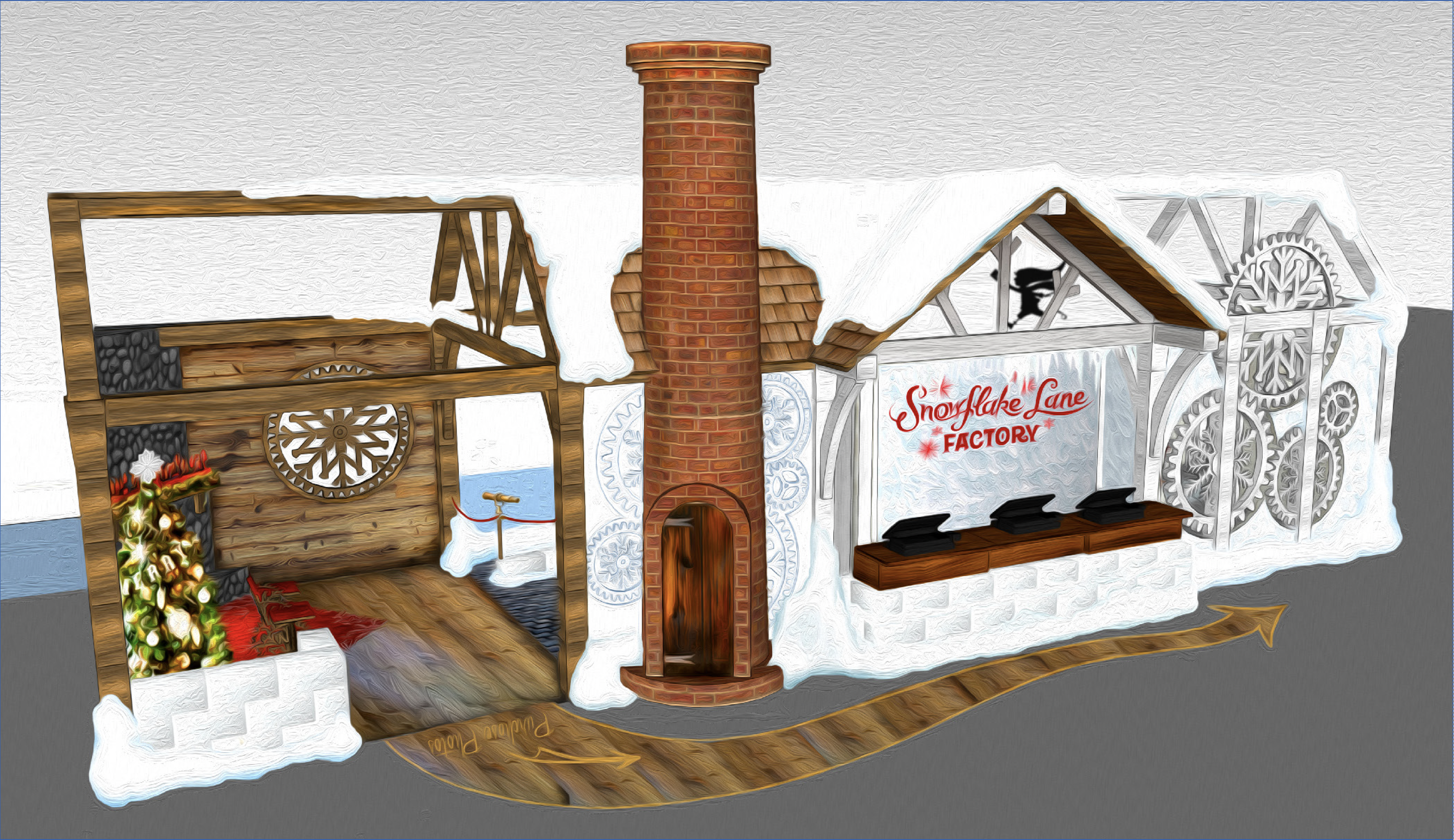 Snowflake Lane Factory — concept render
